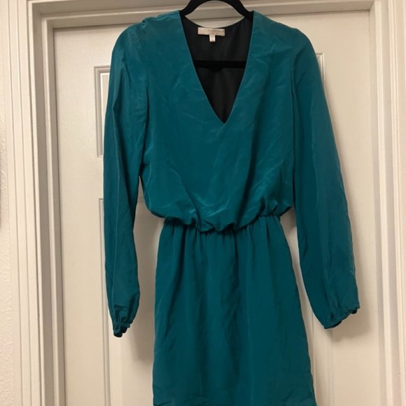 Lavender Brown Silk Teal Dress - Picture 1 of 5
